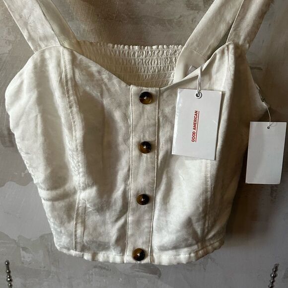 GOOD American jacquard button cami ivory leopard animal print NWT - Picture 10 of 11